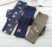 Khoảng 2-6 tuổi thêu quần nhỏ Cô gái mùa thu quần legging cotton co giãn Quần mỏng chân trẻ em - Quần