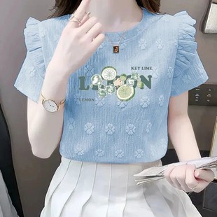 短袖 小众独特精致时尚 上衣女宽松显瘦正肩透气舒适洋气体恤潮