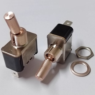 大钮子开关2脚2档金属摇臂开关12mm安孔 玫瑰金色复古音响开关