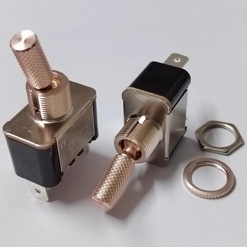 大钮子开关2脚2档金属摇臂开关12mm安孔 玫瑰金色复古音响开关