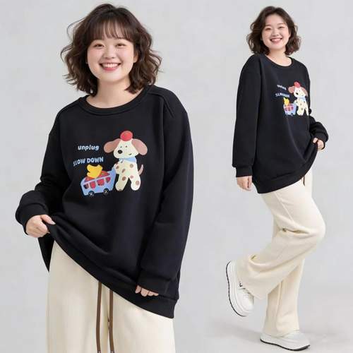 300斤大码女装加绒加厚显瘦卫衣