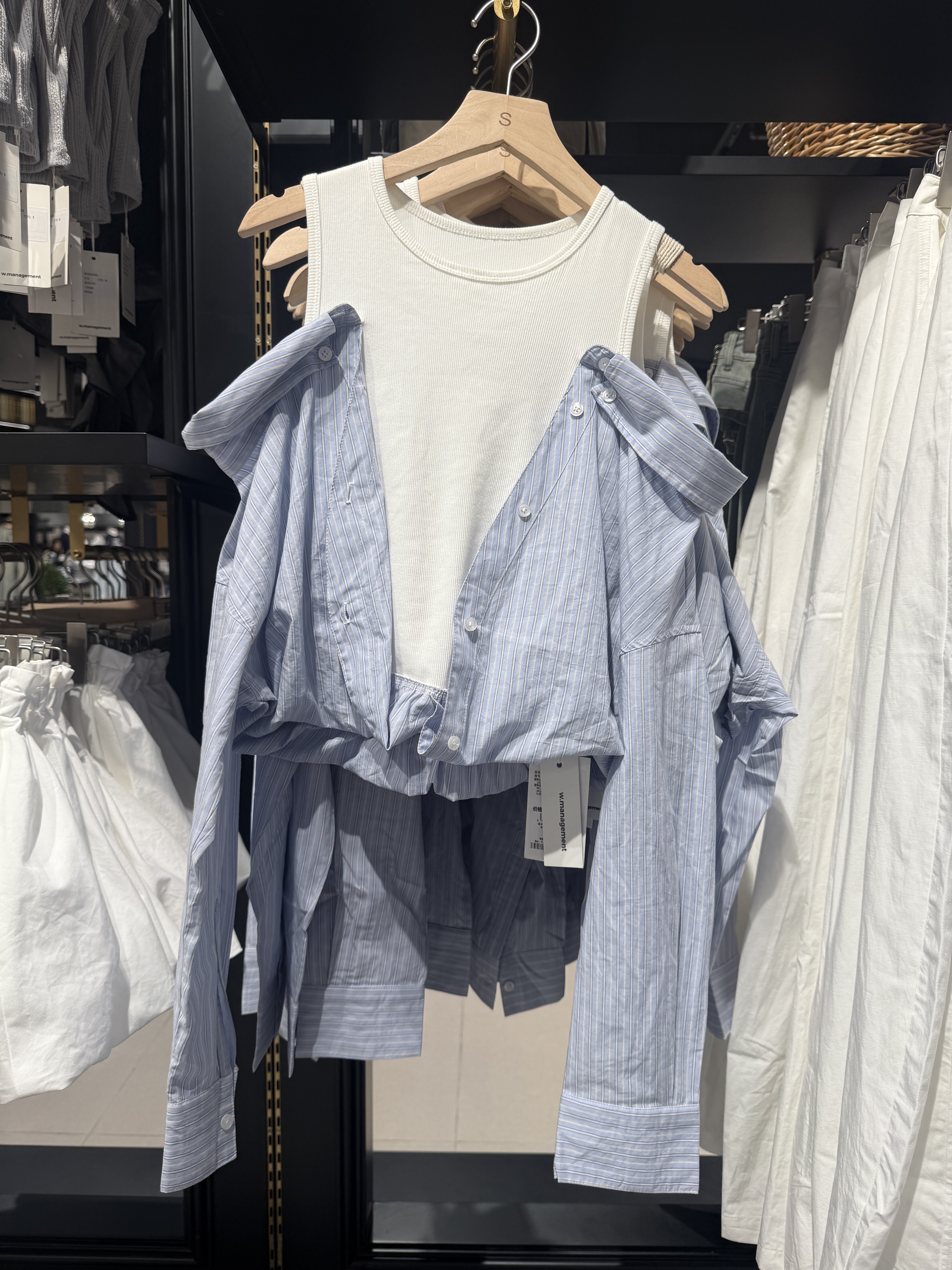 WM wmanagement国内正品代购假两件格纹上衣不支持退换