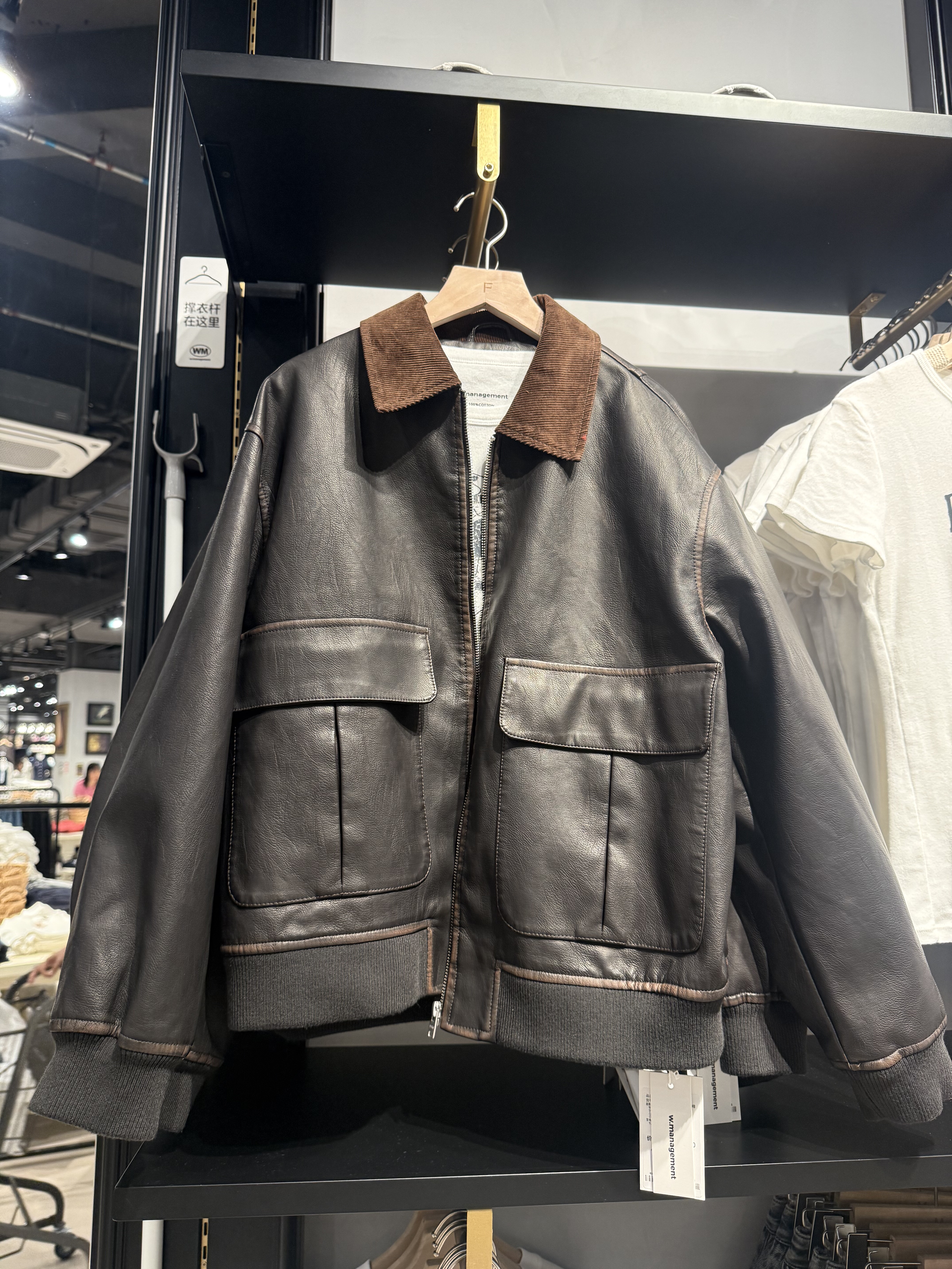 WM wmanagement国内正品代购仿皮拼接夹克外套不支持退换