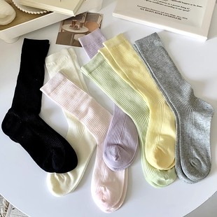 中筒袜薄款 全店满20元 彩色袜子女夏季 或者6双 ins潮小腿袜显瘦 包邮