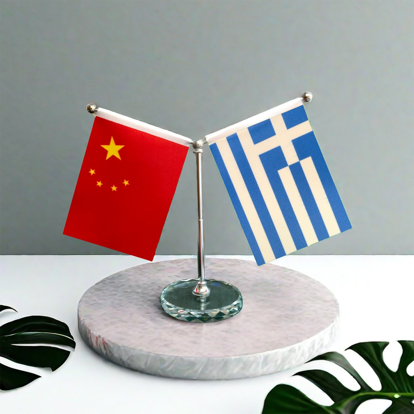 希腊国旗摆台办公桌桌面装饰摆件车载摆台国旗车载欧洲各国欧盟旗