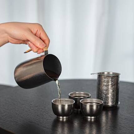纯钛功夫茶具套装高档钛茶壶轻奢家用办公泡茶壶旅行茶具四件套