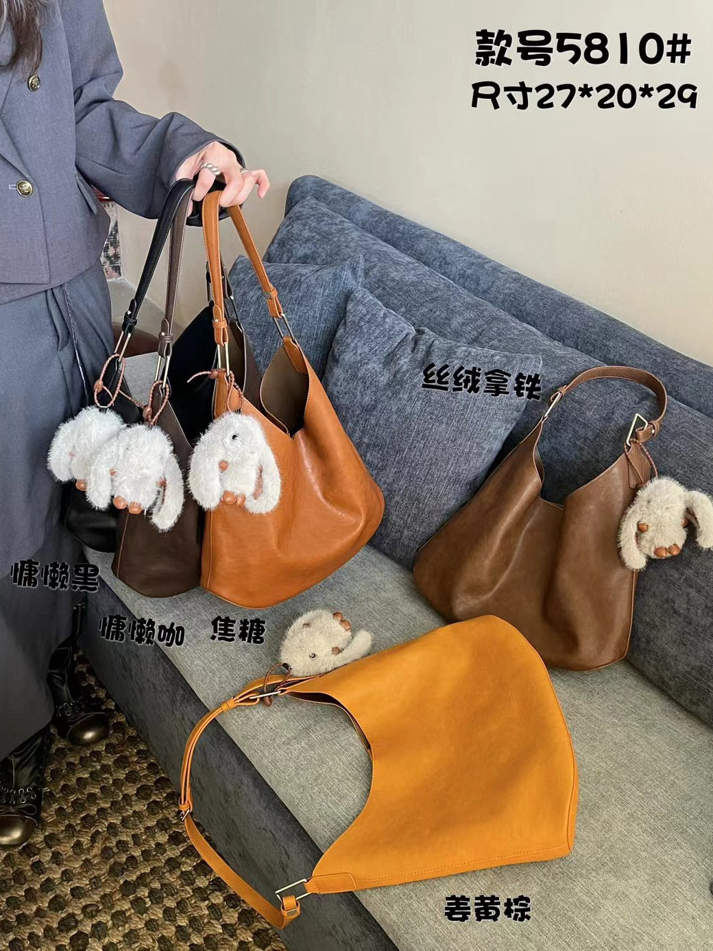 原创设计复古软面麂皮绒托特包女2026新款秋冬流行单肩包秋冬百搭