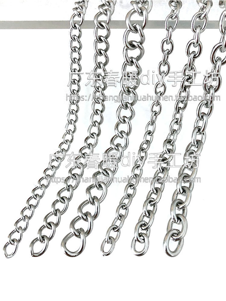 1 METER STARTING 304 STEEL TWISTED CHAIN O-SHAPED CHAIN TAG CHAIN FOUR-SECTION GRINDING CHAIN KEY CHAIN DIY ACCESSORIES HANGING CHAIN STAINLESS STEEL