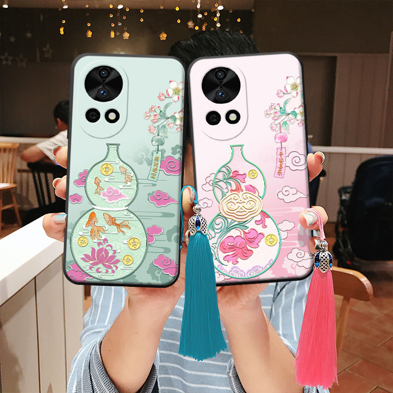 招财葫芦适用于小米14/13/12/11手机壳浮雕红米K70/K60/K50浮雕note13pro流苏note12pro中国风civi3大吉mix4