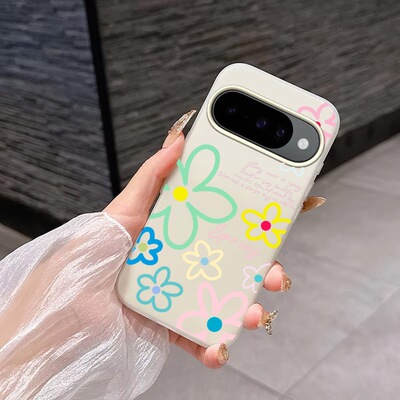 涂鸦花朵适用于谷歌Pixel10proXL/10pro手机壳9proXL果冻壳Google Pixel8pro保护套7pro花朵7A/8A/10/10pro
