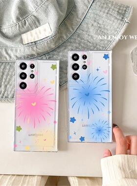 绚彩烟花适用于三星S25edge/S24ultra/S23ultra手机壳A16/A06太空壳A56/A55/A54透明A16/A15/A05S蓝色A36/A35
