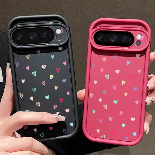 七彩爱心适用于谷歌Pixel10proXL/10pro手机壳9proXL卡通Google Pixel8pro保护套7pro软壳7A/8A/10可爱10pro