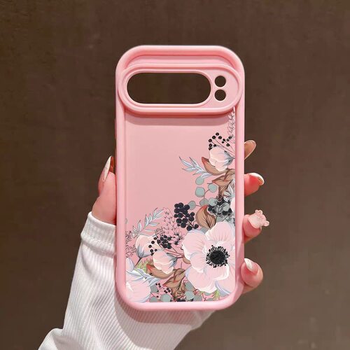 花朵适用于谷歌Pixel10proXL/10pro手机壳9proXL蝴蝶结Google Pixel8pro保护套7pro软壳7A/8A/10/10pro少女粉