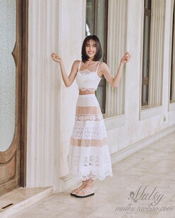 【泰国代购】设计师设计 Janesuda 南法度假吊带上衣蕾丝半裙长裙