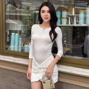 Kimber 泰国代购 设计师品牌 女人味日常简约连衣裙短裙 修身