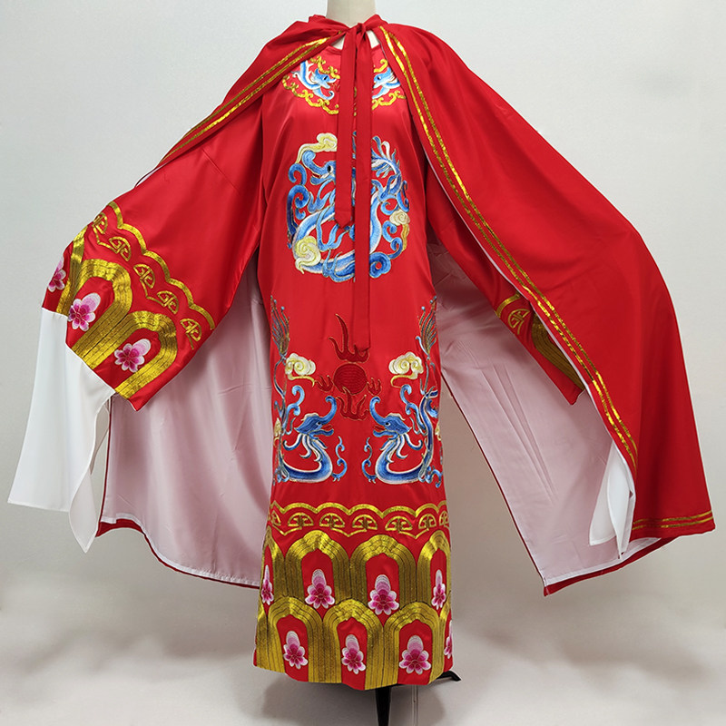 珍珠塔龙袍小生服描金绣龙海浪款大红披风戏剧越剧戏曲舞蹈演出服