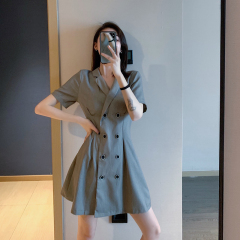 Real-price retro double-breasted suit collar fashionable slim dress