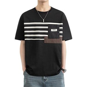 25171-特P40 夏季休闲时尚T恤男短袖打底衫个性拼接撞色短袖t恤男图片