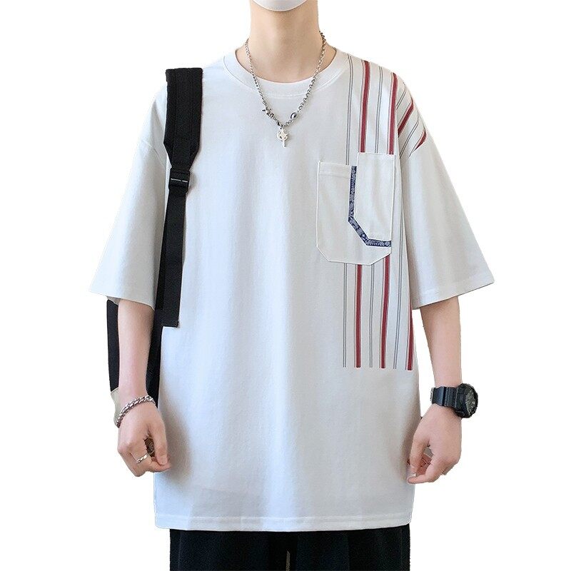 25173-特P40夏季休闲时尚T恤男短袖打底衫青少年潮牌拼接T恤,男装T恤,电商D310（原电商305）