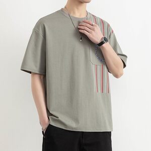 25173-特P40夏季休闲时尚T恤男短袖打底衫个性拼接撞色短袖t恤男图片