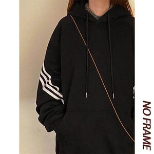 二开W9806-特P50华棉三条杠连帽卫衣男女春秋宽松oversize慵懒图片