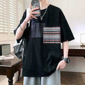 25168-特P40夏季休闲时尚T恤男短袖打底衫青少年潮牌印花T恤图片