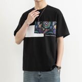25175-特P40夏季休闲时尚T恤男短袖打底衫个性拼接撞色短袖t恤男，男装T恤，电商D310（原电商305）