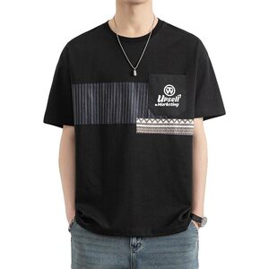25166-特P40夏季休闲时尚圆领T恤男打底衫个性拼接撞色短袖t恤男图片