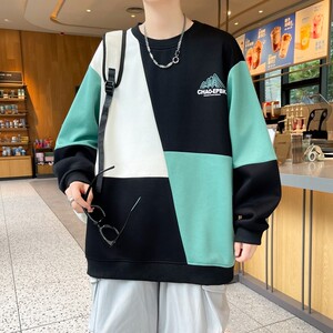 W24208-特P40 秋季休闲卫衣男长袖T恤打底衫 港风宽松打底衫图片