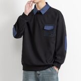 W25215-特P50春季休闲时尚卫衣男长袖打底衫衬衫领假两件外套，男装卫衣，电商D310（原电商305）