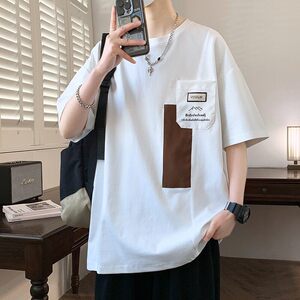 25170-特P40夏季休闲时尚T恤男短袖打底衫青少年潮牌印花T恤图片