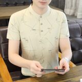 25109-P35夏季休闲时尚T恤男短袖打底衫商务休闲修身立领POLO衫，男装T恤，电商D310（原电商305）