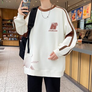 W24212-特P40 秋季休闲卫衣男长袖T恤打底衫 港风宽松外套图片