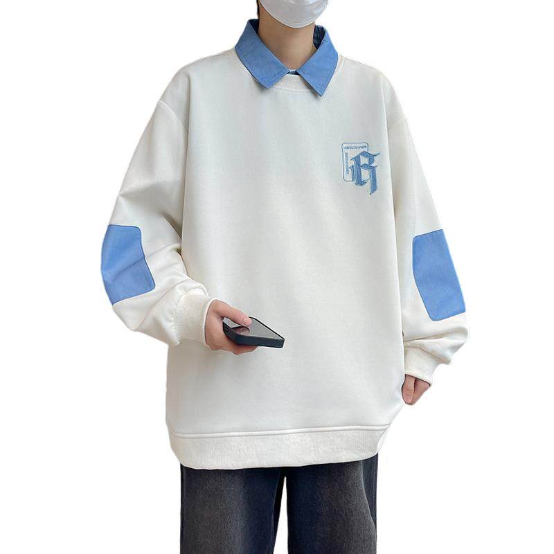 84201-P50春秋季POLO衫卫衣男潮牌宽松港风学生长袖T恤情侣装套头,男装卫衣,电商D310（原电商305）
