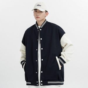 光板二开JK602特P50撞色拼接棒球服外套男潮牌宽松情侣休闲夹克