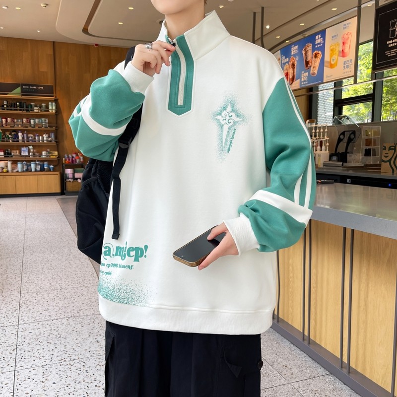W24219-特P45秋季休闲卫衣男长袖T恤打底衫港风宽松外套,男装卫衣,电商D310（原电商305）