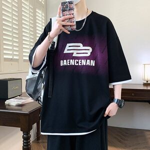 25152-特P40夏季休闲时尚T恤男短袖打底衫青少年潮牌印花T恤图片