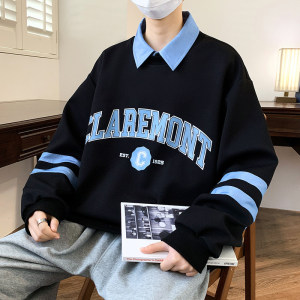 84202-特P50春秋新款翻领卫衣男休闲T恤打底衫图片
