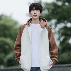 光板二开GSY967-特P36开衫卫衣男春秋款潮牌宽松连帽外套撞色图片