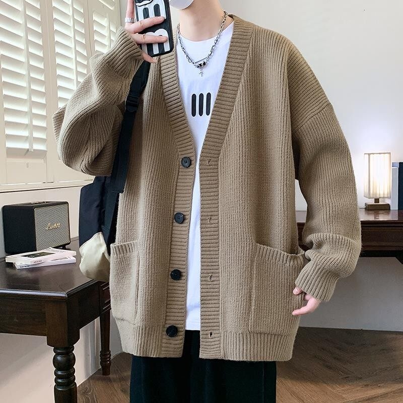 档口现货84870-P70V领开衫毛衣加厚外套男纯色秋冬休闲毛线衣宽松,男装针织衫/毛衣,电商D310（原电商305）