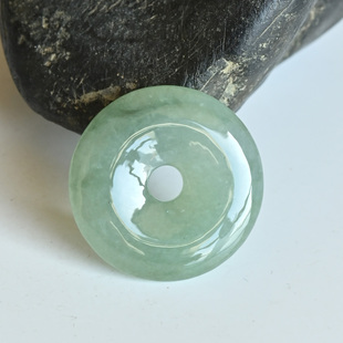 清货天然a货翡翠平安扣吊坠冰种满绿玉石坠子情侣款缅甸玉怀古