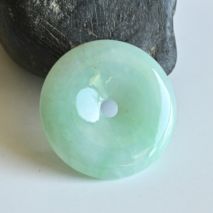 清货天然a货翡翠平安扣吊坠冰糯种苹果绿玉坠子情侣款缅甸玉怀古