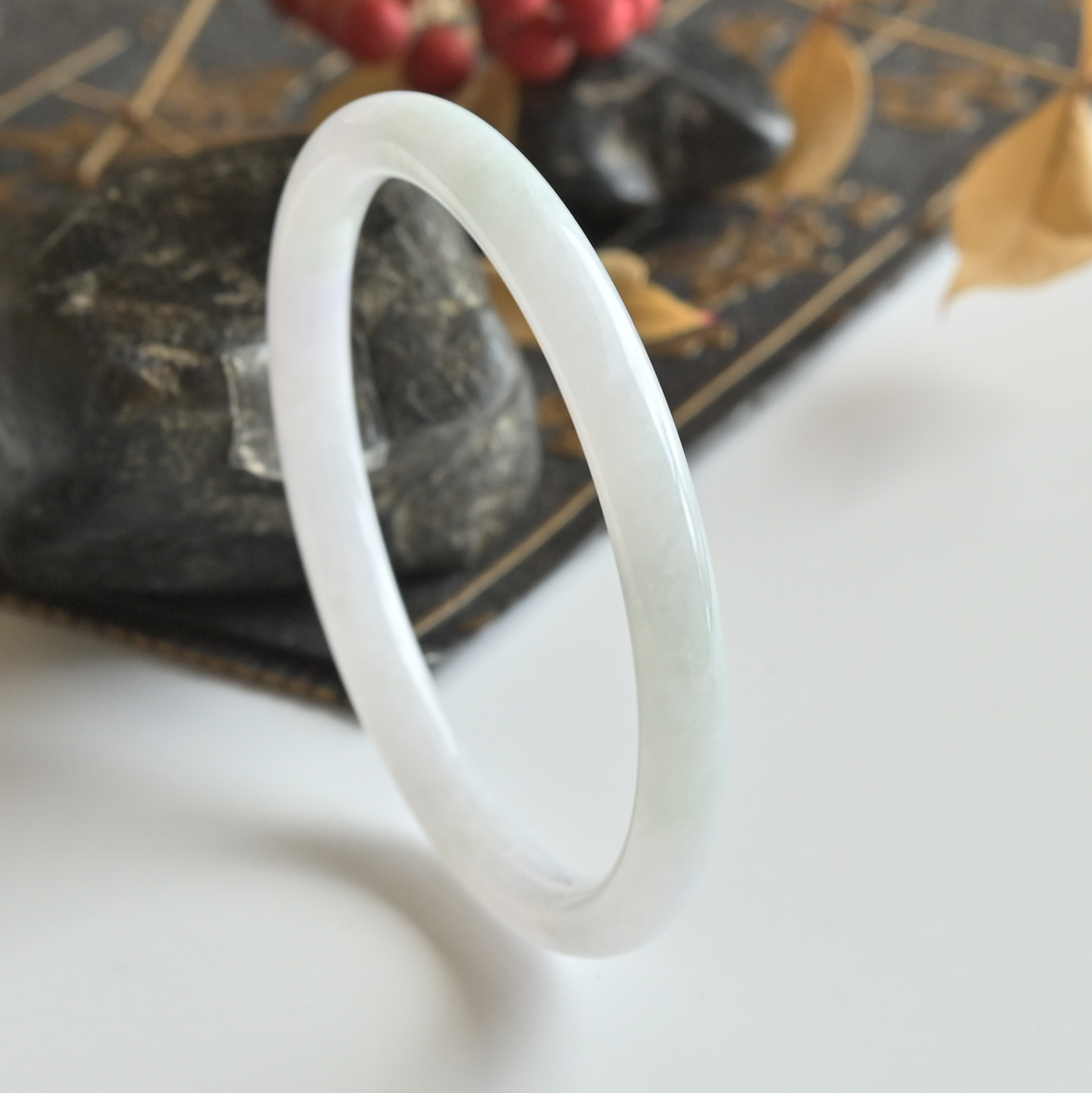 清仓天然A货翡翠手镯叮当镯冰种白月光玉镯子少女58.5缅甸玉手镯