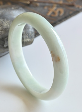 一物一图天然A货翡翠手镯冰糯种洒金椭圆玉镯子51.3贵妃镯玉手镯