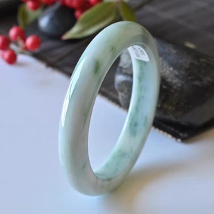 玉泰天然A货翡翠手镯冰糯种飘蓝花玉镯子女款58老坑缅甸玉器手镯