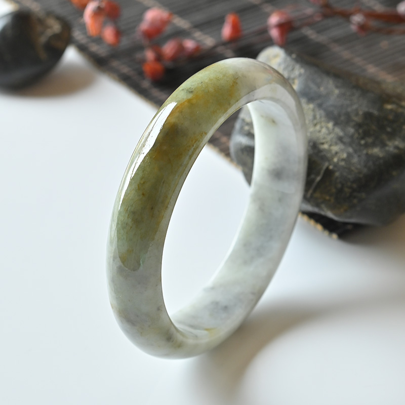 清仓天然A货翡翠手镯冰糯种特色玉镯子女款57.2缅甸玉石手镯正品