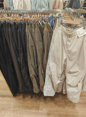 女秋冬加绒加厚防风保暖降落伞裤宽松阔腿长裤 虞服WY470732