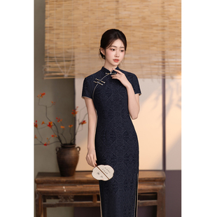 新中式长裙修身旗袍2026新款春短袖日常端气质复古风级感改良旗袍