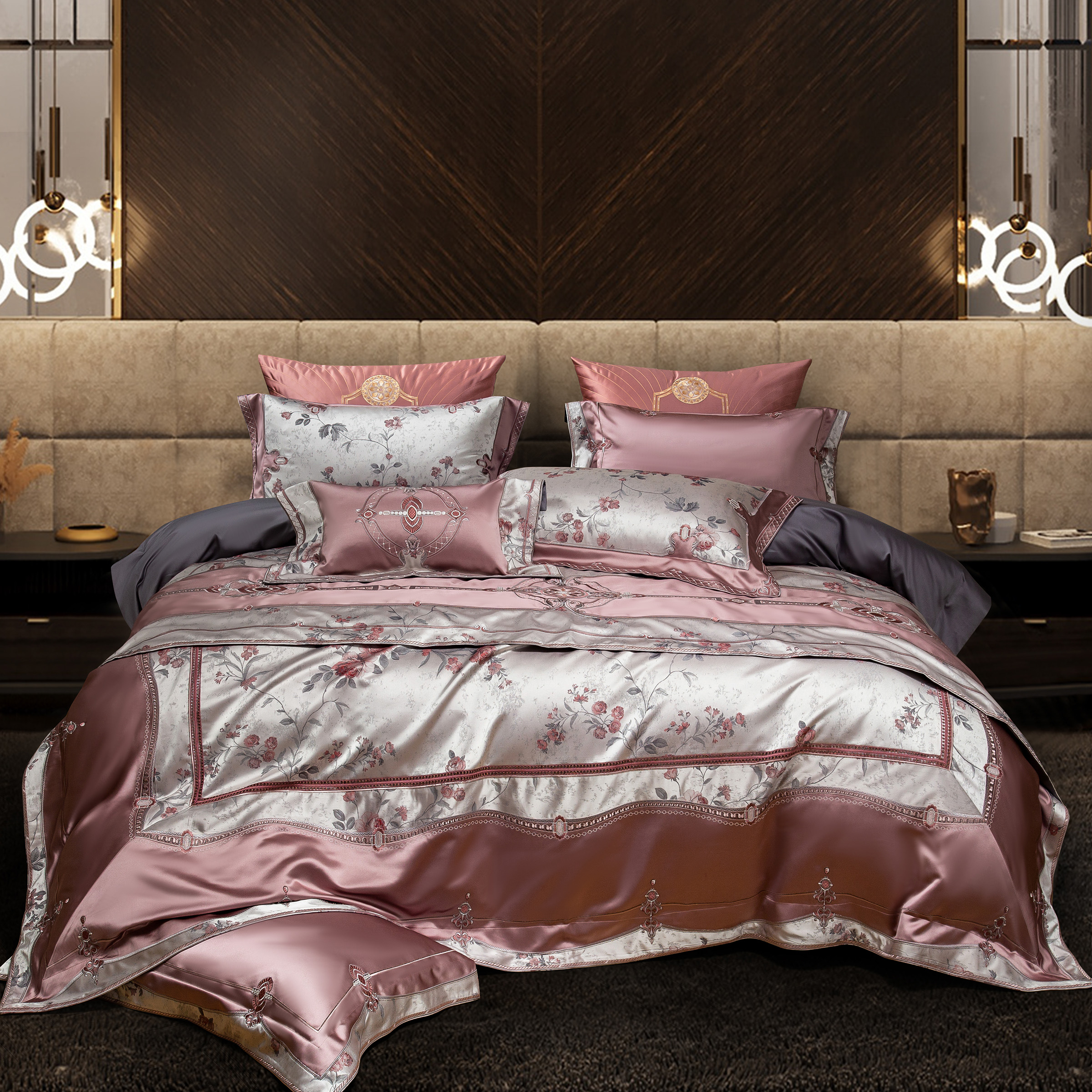 欧式婚庆贡缎四件套提花结婚床品