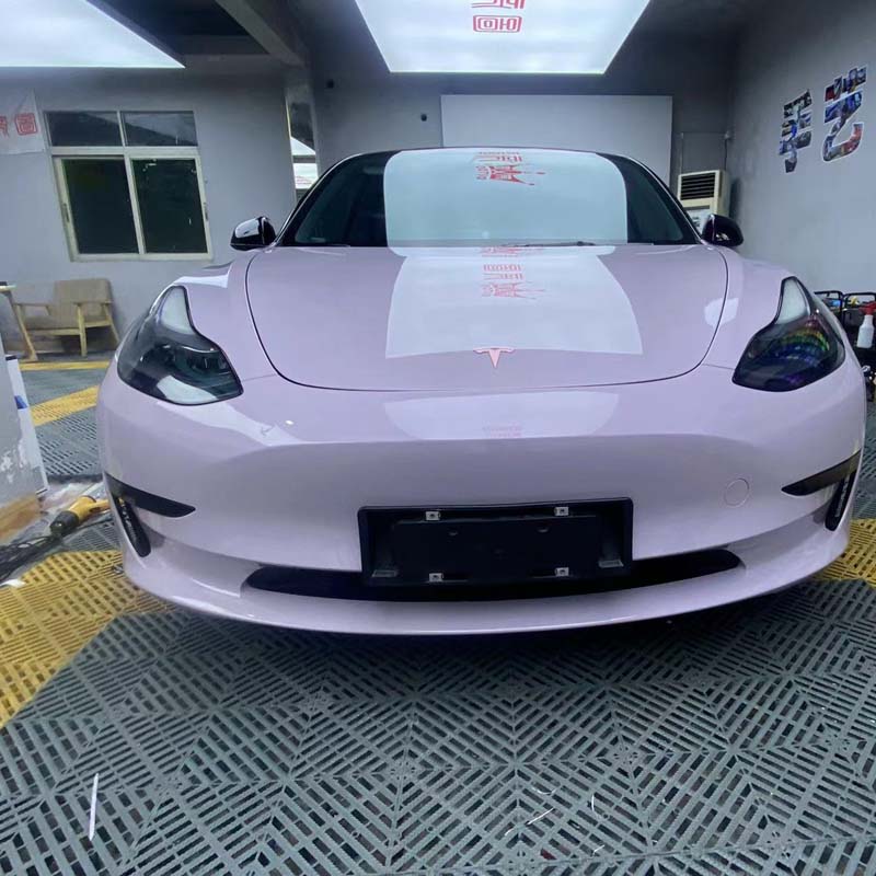 帝圖迷霧灰紫PVC PET改色膜質(zhì)保五年廣州直營店全車包施工特斯拉